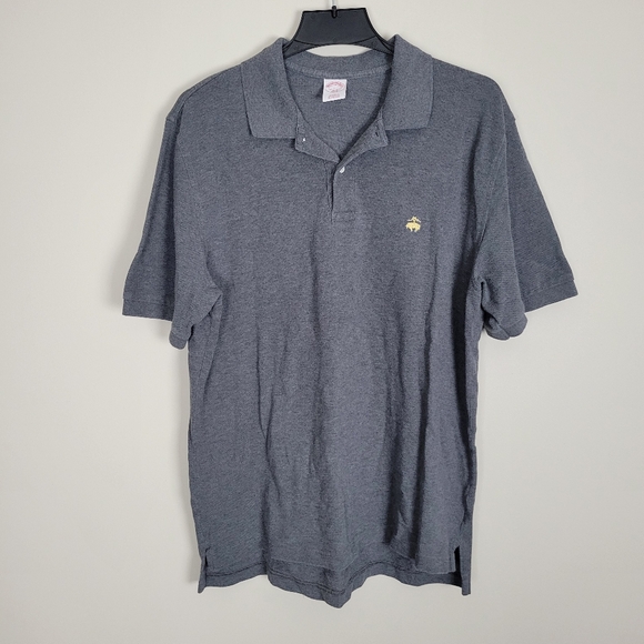 Brooks Brothers Orignal Fit Polo Mens Large Gray 100% Cotton Logo - Picture 2 of 7
